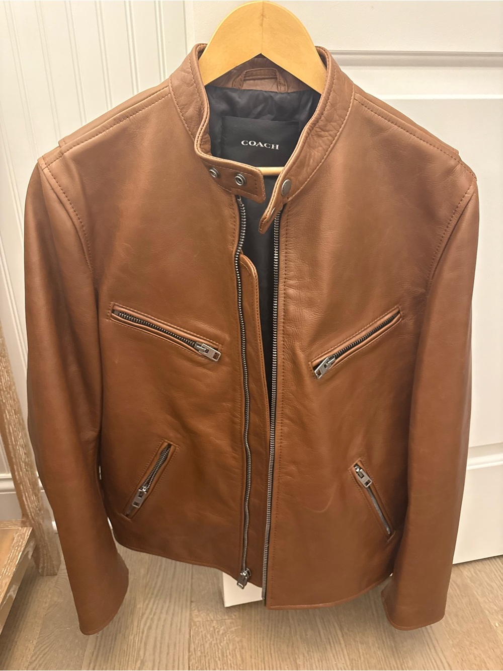 Coach Unisex Brown Leather Bomber Jacket
